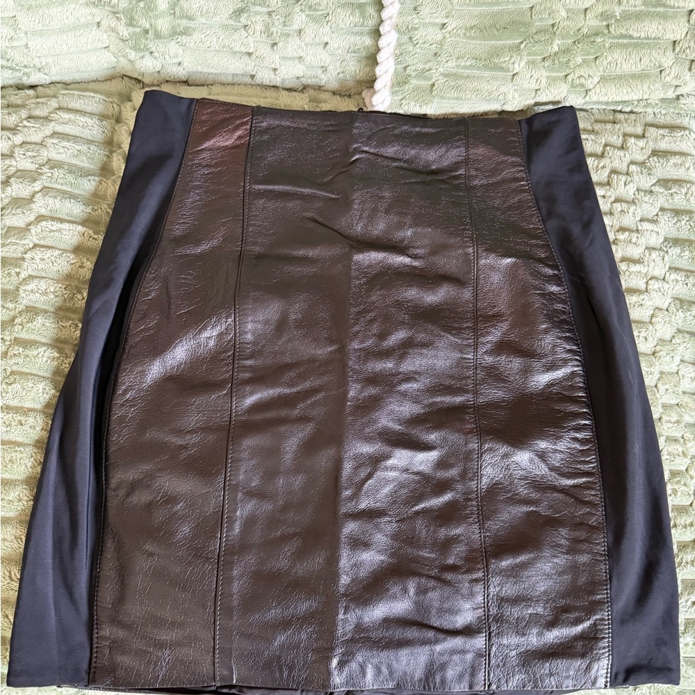 Black Faux Leather Panel Pencil Skirt